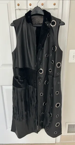 Sheep skin leather long vest. M thumbnail 1