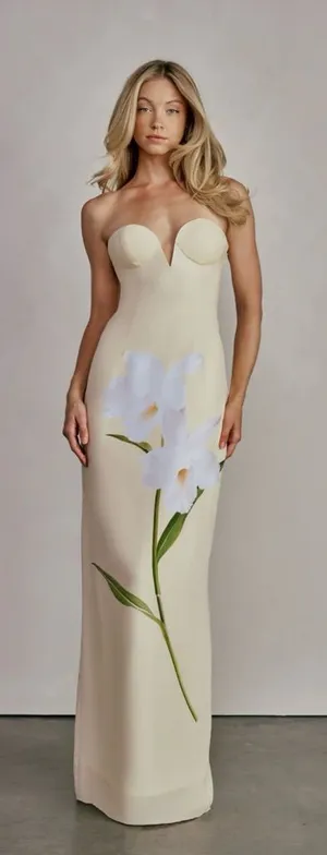 Katie May Ursula Floral Strapless Gown Butter Yellow thumbnail 1
