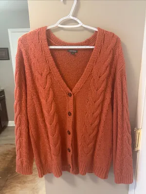 Wild Fable Cable-Knit Button-Front Cardigan Sweater, Size Large, Excellent Condi thumbnail 2