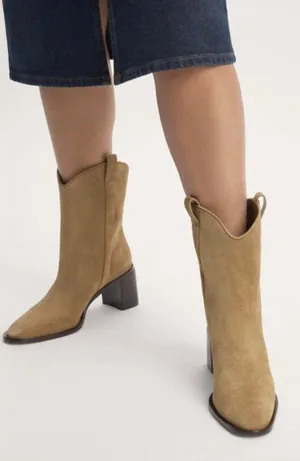 Everlane $298 The Outlaw Suede Cowboy Western Boot in Sand Size 6.5M thumbnail 1