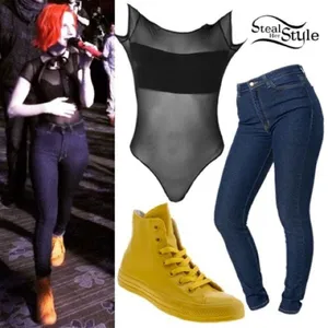 Iconic sheer bando Black Sheer Bodysuit ASO Hayley Williams Paramore xs thumbnail 2