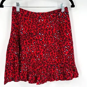 Lovers + Friends Women's‎ Sahara Cheetah Lined Lena Mini Skirt Red Black Size XS thumbnail 3