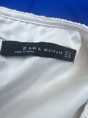 Zara Woman White Lace Short Sleeve Shift Dress Size M thumbnail 4