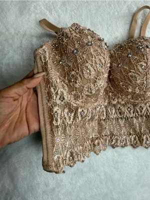 Windsor Embellished Lace Corset Bustier Crop Top Nude Blush Size S thumbnail 4
