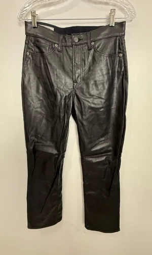 GAP Black Straight-Leg Faux Leather Pants thumbnail 1