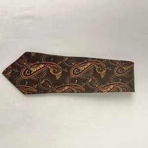 Land's End Handmade Tie Silk Necktie Mens Brown Paisley Classic Office Cravat thumbnail 5