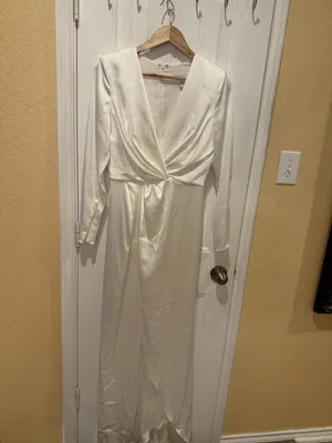 ASOS Sadie Pleated Plunge Wrap Wedding Dress Size 8 thumbnail 4