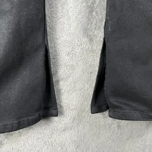 Hudson Nico Coated Black Beauty Straight Jeans Women's 25 Mid Rise Ankle Slit thumbnail 5