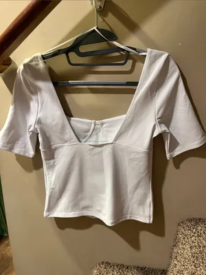 Free People White Scoop Bust Short Sleeve Crop Top thumbnail 3