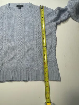 J.Crew Soft Cable Knit Sweater Flared Bell Cuff Women Sz S Light Blue Wool Blend thumbnail 5
