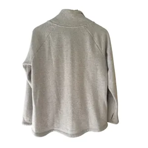 Athleta Cozy Karma Asym Pullover M/P Gray Heather Zip Neck Petite Sweatshirt thumbnail 3
