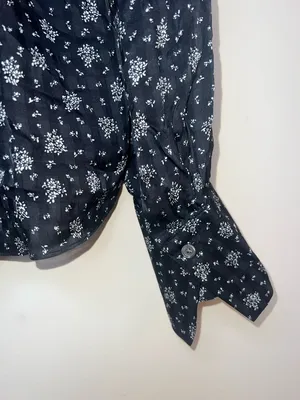 Madewell NWT Floral Button Up Blouse Black Long Sleeve Top Medium‎ thumbnail 3