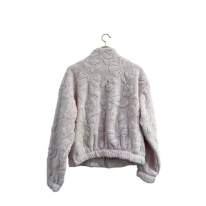 Gilly Hicks Pink Bow‎ Sherpa Full Zip Jacket Cozy Fleece Soft Girl Size M NWT thumbnail 2