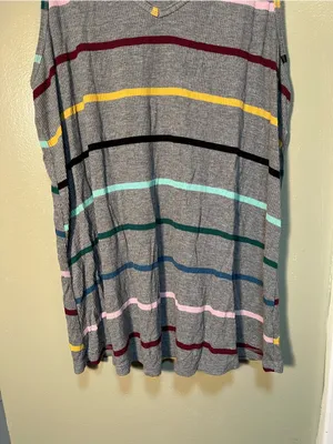 Torrid Super Soft Ribbed Tank Top V-Neck Gray‎ Stripes 00 thumbnail 3