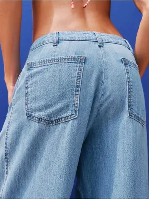 Zara Z1975 High Waisted Wide Leg Jeans With Darts 2 Blue Boho Baggy Minimal Chic thumbnail 6