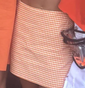 Urban Outfitters orange and white checkered mini skirt size XS thumbnail 2