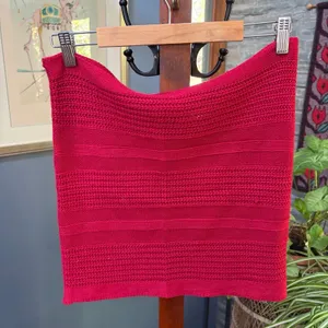 Unisex Red Cotton Knit Infinity Scarf, Tunnel Neck thumbnail 4