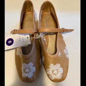 A New Day Carmel rattan sequin MaryJane Floral Flats size 6 thumbnail 3