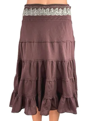 Vintage Dimri Purple Ruffle Tiered Rhinestone Peasant Boho Midi A-Line Skirt M thumbnail 1