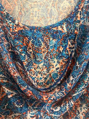 Passports Women's Size L Paisley Cowl Neck Short Sleeve Top thumbnail 2