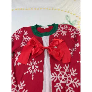 Mesh Lace Womens Size S Red Green White Snowflake Holiday Ugly Christmas Sweater thumbnail 2