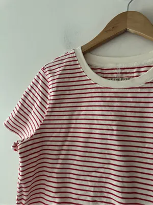 Free People We the Free Red and White Striped Everyday Tee thumbnail 3