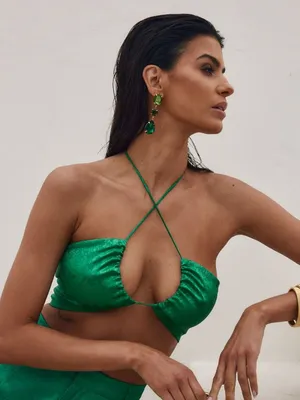 12th Tribe St.‎ Barths Emerald Jacquard Crop Top Emerald Green thumbnail 12