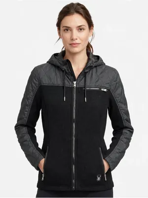 Spyder Black Quilted Lightweight Hooded Unisex Jacket Size SP thumbnail 2