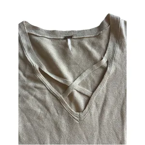 Free People Sweater Criss Cross Tunic V-Neck Long Sleeve Cream Size L thumbnail 4