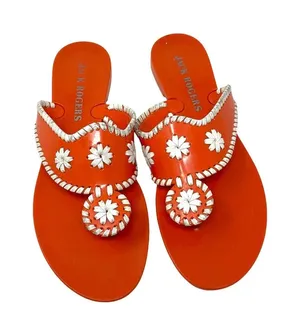 Jack Rogers Navajo Jelly Flat Sandals Orange White Flip Flop Size 7‎ thumbnail 1