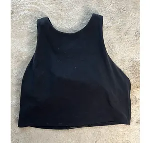 Athleta Black Cropped Tank Top Standard M High Neck Racerback Yoga Gym thumbnail 1