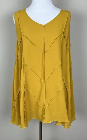 John Mark Tunic Top Womens Medium Yellow Sleeveless Boho‎ Swing Tank Layered Hem thumbnail 1