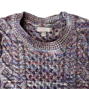 J. Crew Lavender Wool Marled Cable Knit Crewneck Sweater Women's Size Medium thumbnail 3