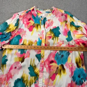 KAKTUS Women's XXL Multicolor Button Up Blouse Top Ruffle Collar Puff Sleeve thumbnail 6