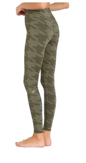 Alo Yoga Green Houndstooth Airbrush Legging Size S Full Length 27x29 Workout thumbnail 1