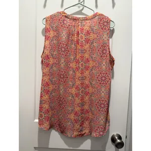 Cynthia Rowley Blouse Women’s Large Floral Tunic Pink Orange Button thumbnail 4