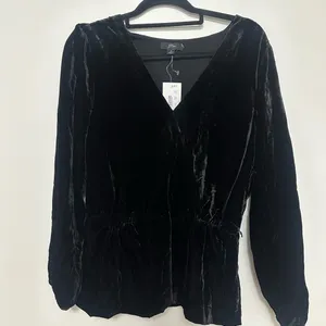 NWT J. Crew Velvet Wrap V-Neck Blouse 8 thumbnail 4