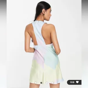 NWT ASOS Design Bias Cut Plunge Satin Racerback Mini Dress‎ Size 10 thumbnail 2