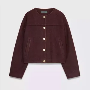 Zara NWT burgundy jacket with gold buttons thumbnail 1
