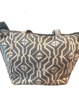 Mary Frances Gray and Cream Geometric Fringe Tote thumbnail 3