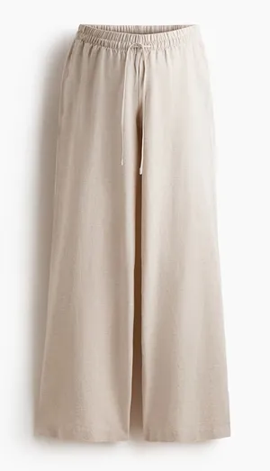 H&M MAMA Sz Small Before & After Linen-Blend Pants thumbnail 1