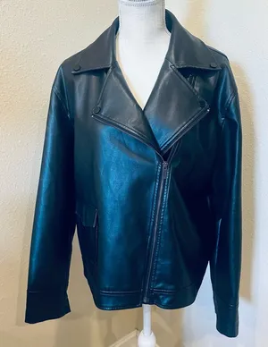Princess Polly Faux Vegan Leather Motto Jacket size 6 thumbnail 1