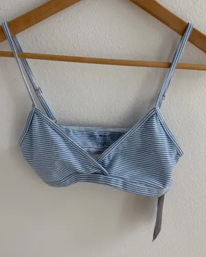 Brandy Melville Light Blue & White Striped Bralette thumbnail 1