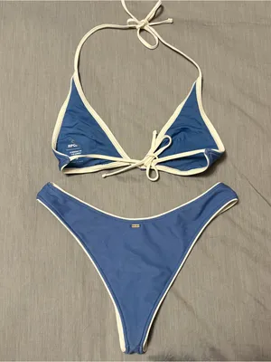 Rip Curl Small Blue Bikini Set, Shell, Triangle Top and High Leg Bottoms, Tillys thumbnail 9