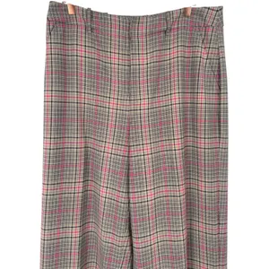 ON-34TH Womens Plaid High Rise Wide Leg Trouser Pants Tan Navy Pink Size 12 thumbnail 5