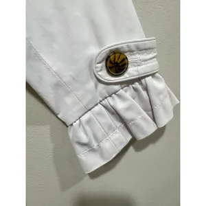 Bebe White Belted Trench Coat Ruffle Cuffs Statement Buttons Size M thumbnail 4