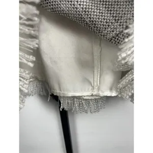 Aqua Gray White Tweed Sleeveless Fringe Hem‎ Fit & Flare Dress Size S thumbnail 4