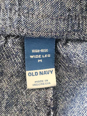 Old Navy Blue Linen Blend High Rise Cropped Wide Leg Pants Size Medium thumbnail 9