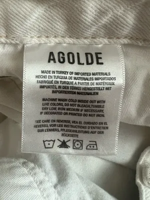AGOLDE Women’s 90’s Straight Leg White Enamel Denim Distressed Button Fly Jeans thumbnail 5