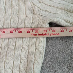 Brandy Melville Wool Cable Knit‎ Sweater One Size L/XL Cream V-Neck Fisherman thumbnail 7